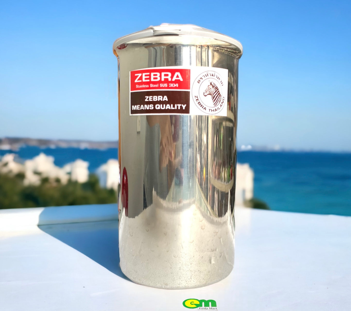 Ca rót nước inox 304 có nắp nhựa - Zebra Thái Lan
