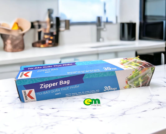Túi Zip bảo quản thực phẩm - Zipper bag - Kokusai - size L - Hộp 30 túi