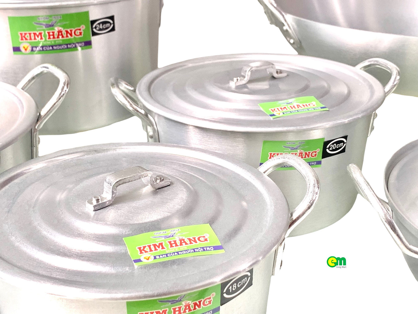 Nồi nhôm Kim Hằng đủ cỡ - Size nồi nấu ăn và nấu súp