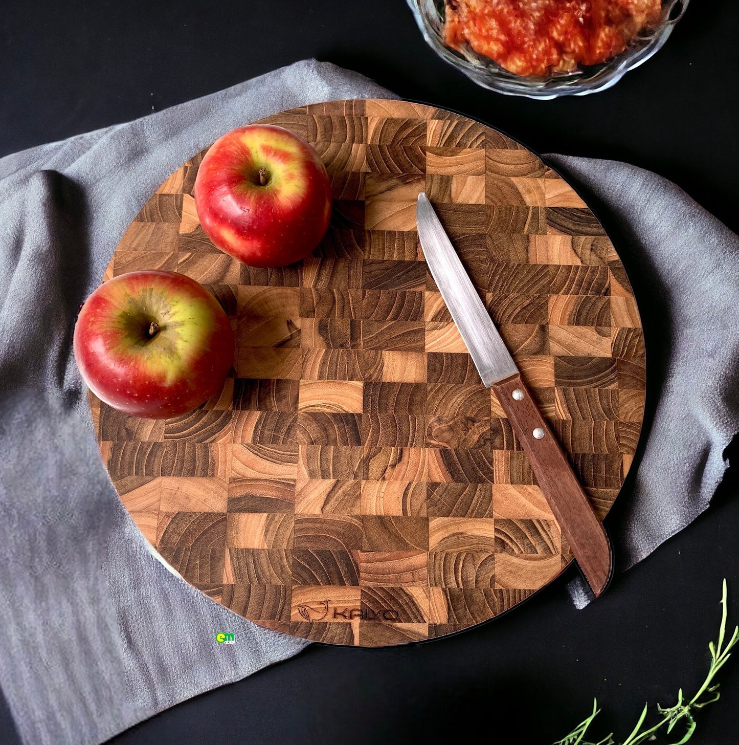 THỚT TEAK VÂN CARO TRÒN