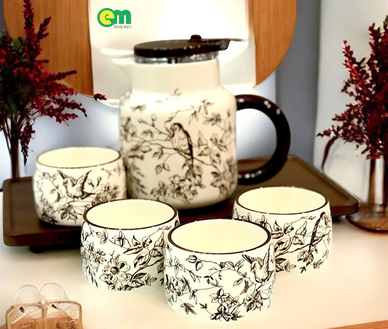 Bộ ấm trà hoa sang trọng - decor