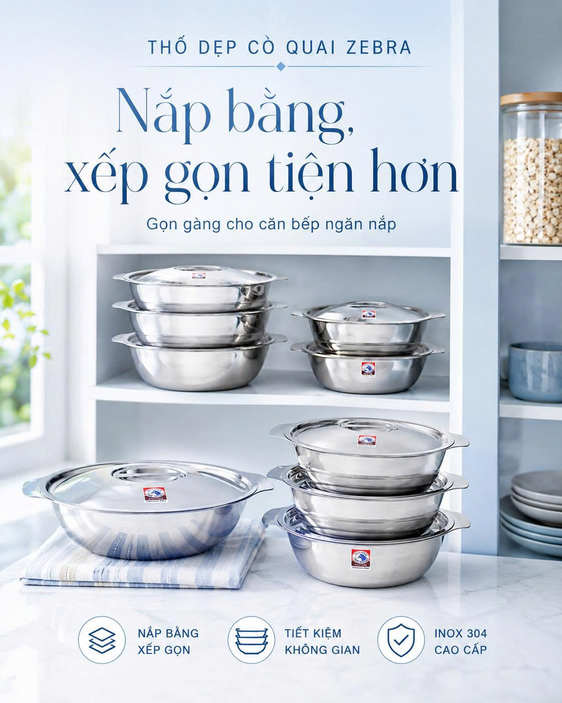 Thố dẹp 2 quai tai gấu - Zebra Thái Lan
