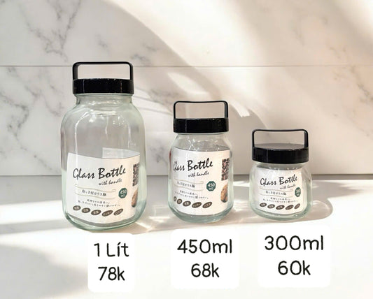 Hũ thủy tinh có quai xách Nhật - ltx - decor
