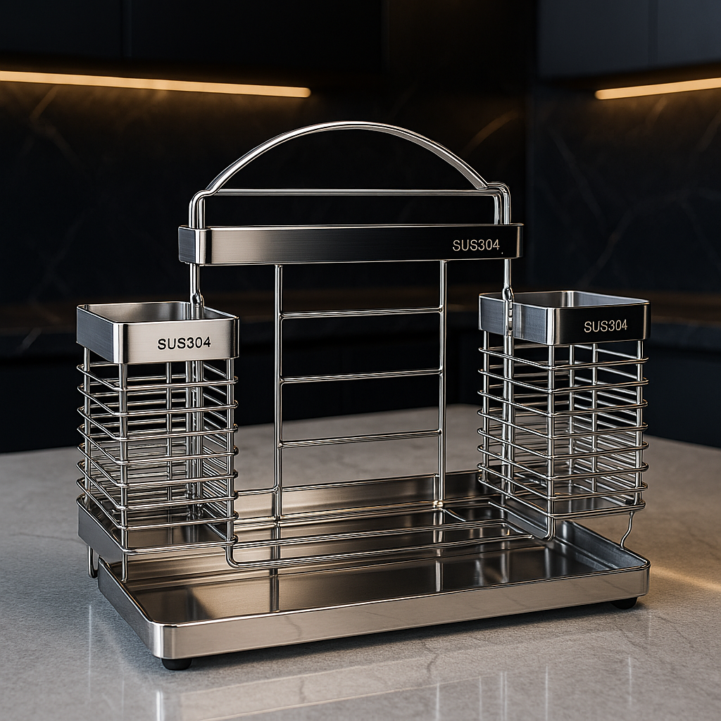 KỆ DẮT DAO THỚT - CÓ KHAY HỨNG INOX 304