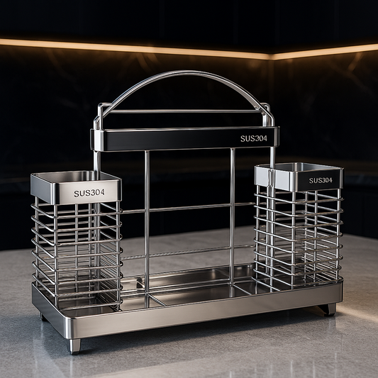 KỆ DẮT DAO THỚT - CÓ KHAY HỨNG INOX 304
