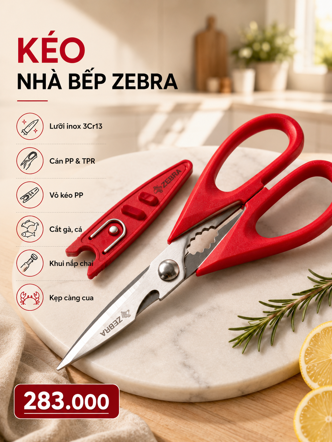KÉO NHÀ BẾP ĐA NĂNG - ZEBRA THÁI LAN