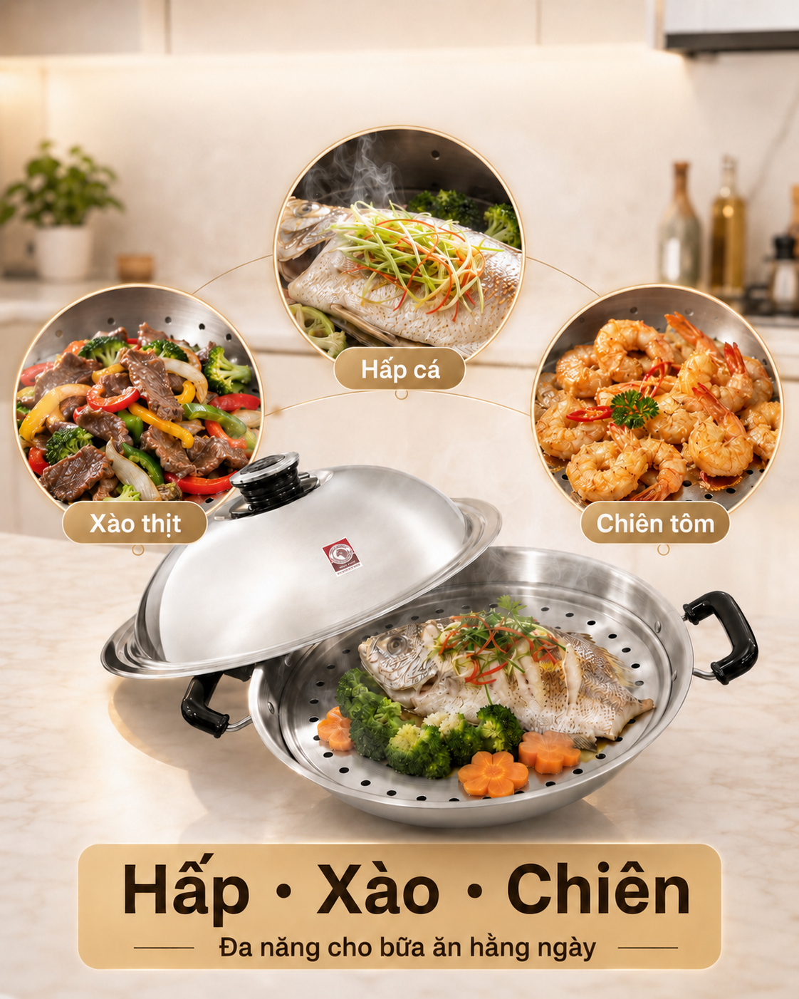 CHẢO HẤP 2 QUAI ZEBRA THÁI LAN - 5 LỚP NGUYÊN KHỐI