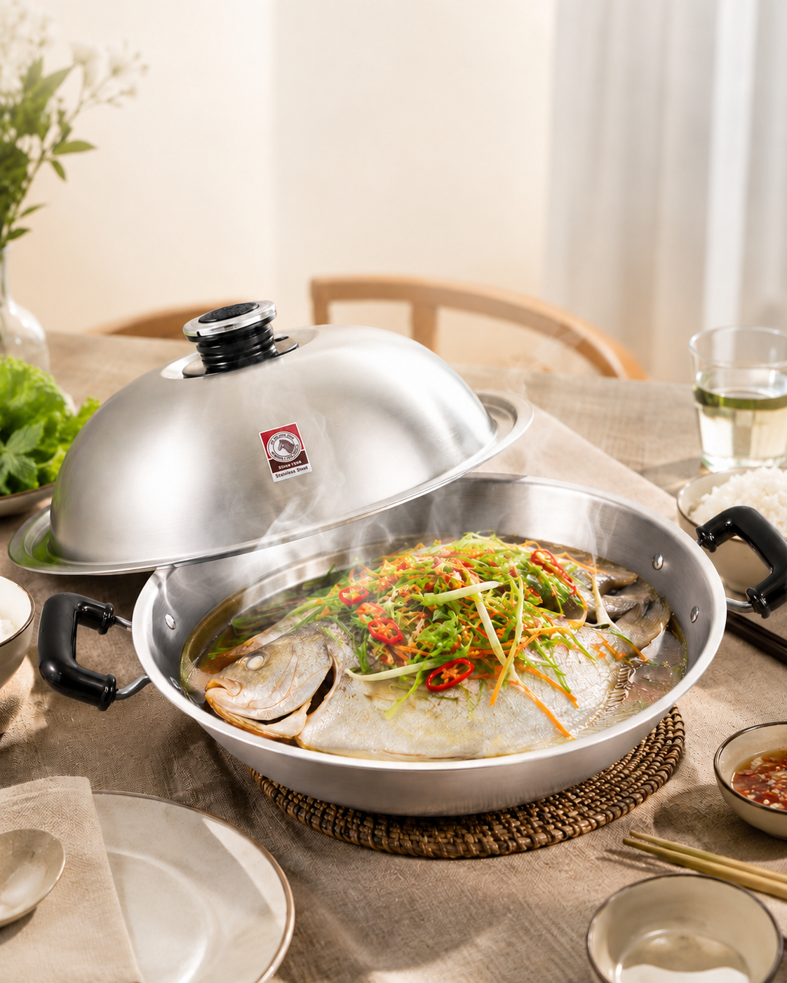CHẢO HẤP 2 QUAI ZEBRA THÁI LAN - 5 LỚP NGUYÊN KHỐI