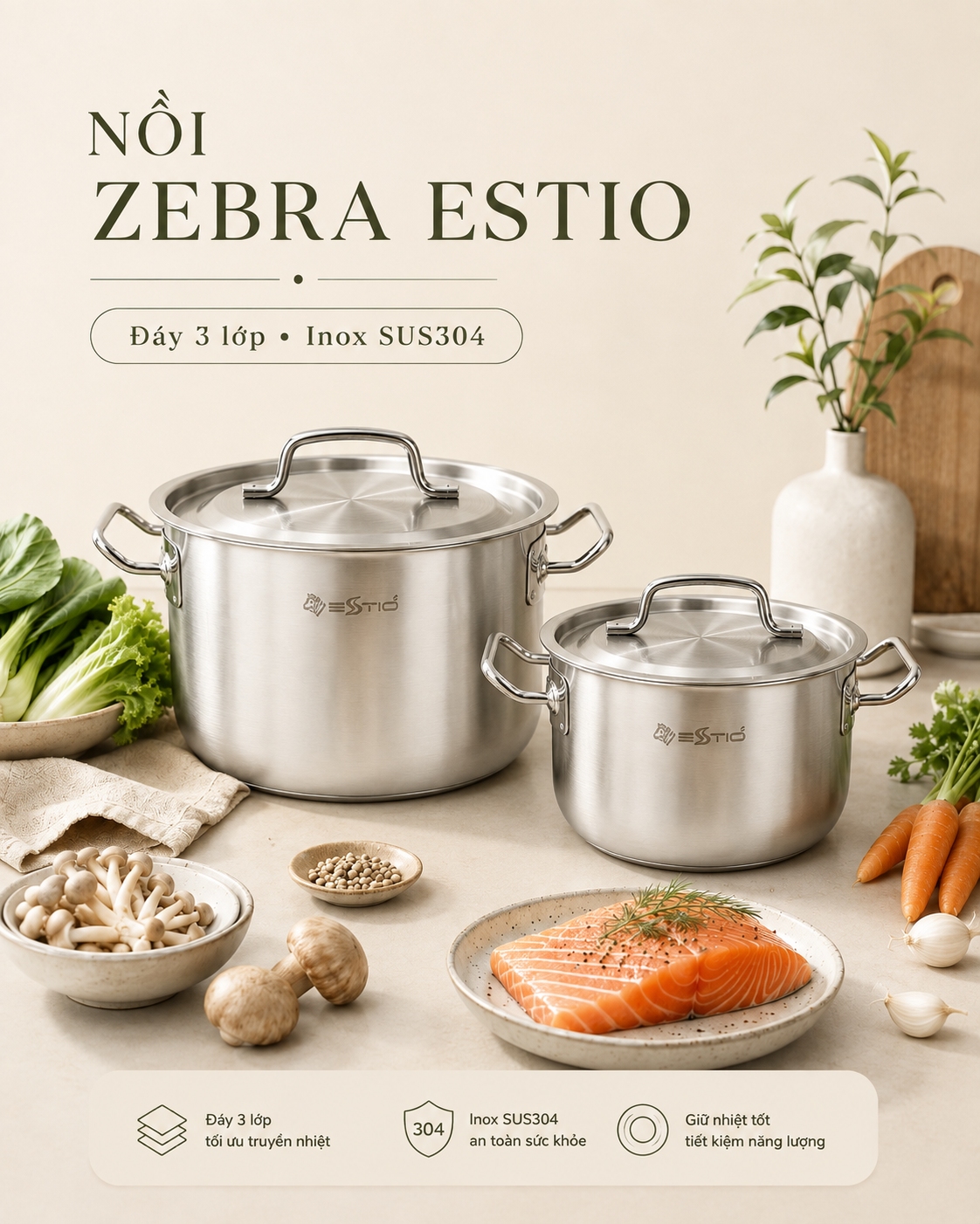BỘ NỒI ZEBRA ESTIO CAO CẤP - ZEBRA THÁI LAN