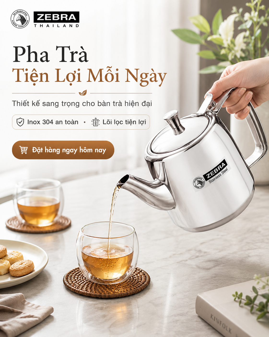 Ấm trà inox Zebra Thái Lan - ltx