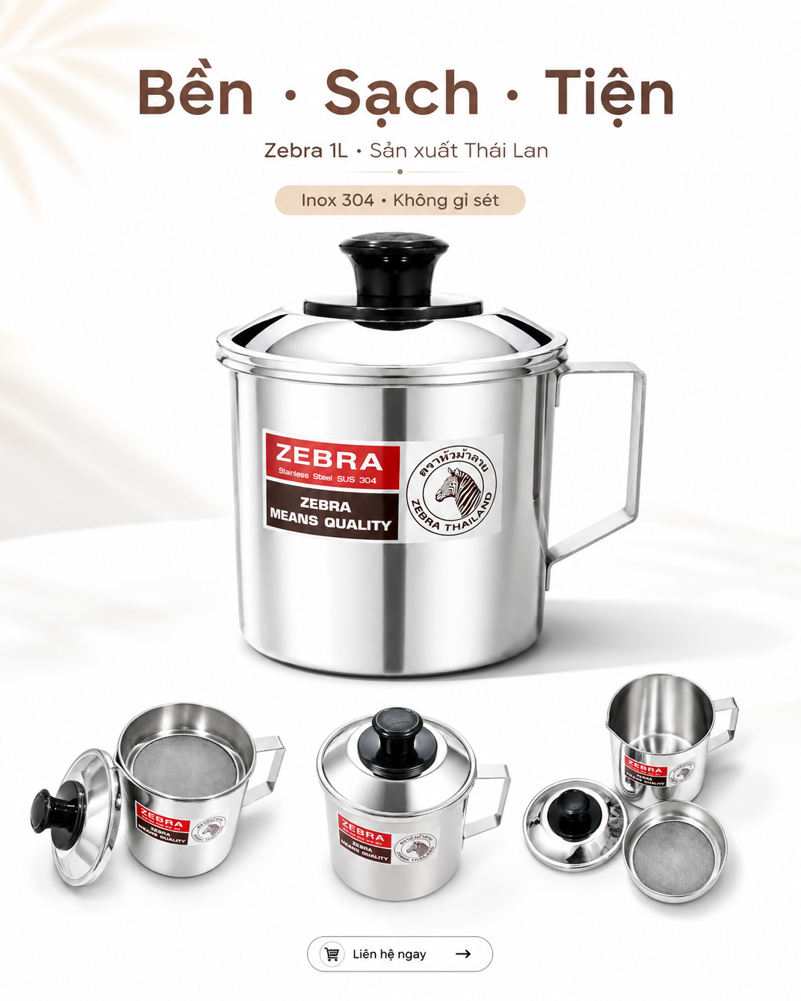 Ca lọc dầu inox 304 - Zebra Thailand