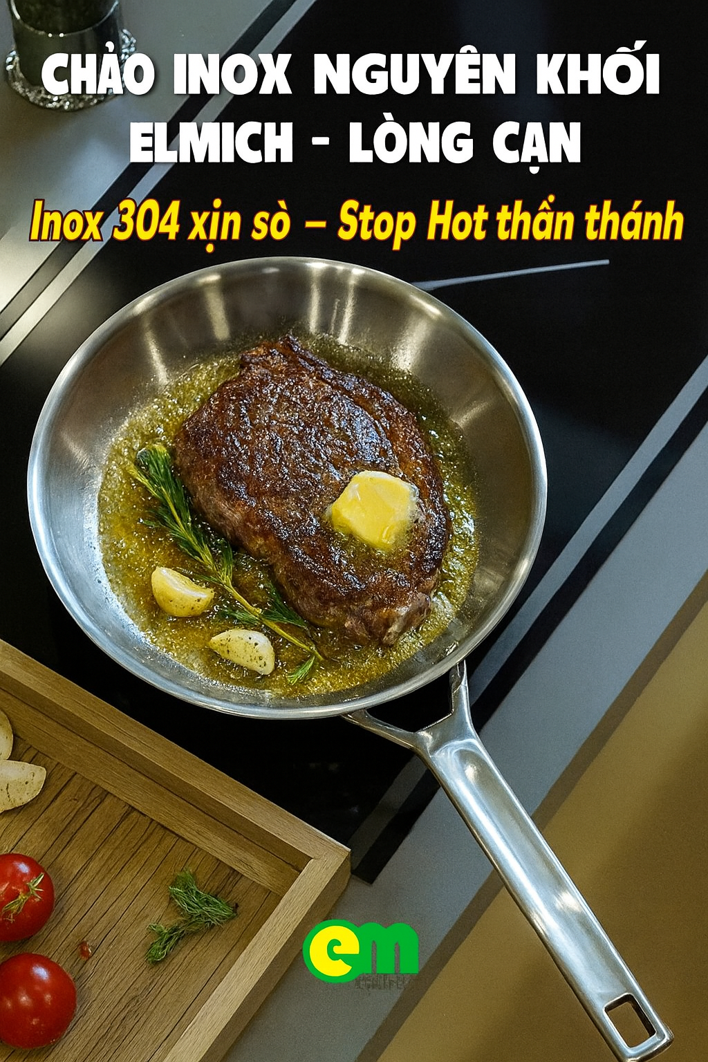 Chảo inox nguyên khối Elmich Trimax