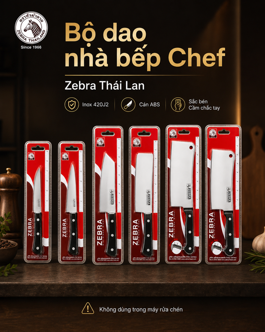 BỘ DAO ZEBRA THÁI LAN - CÁN NHỰA