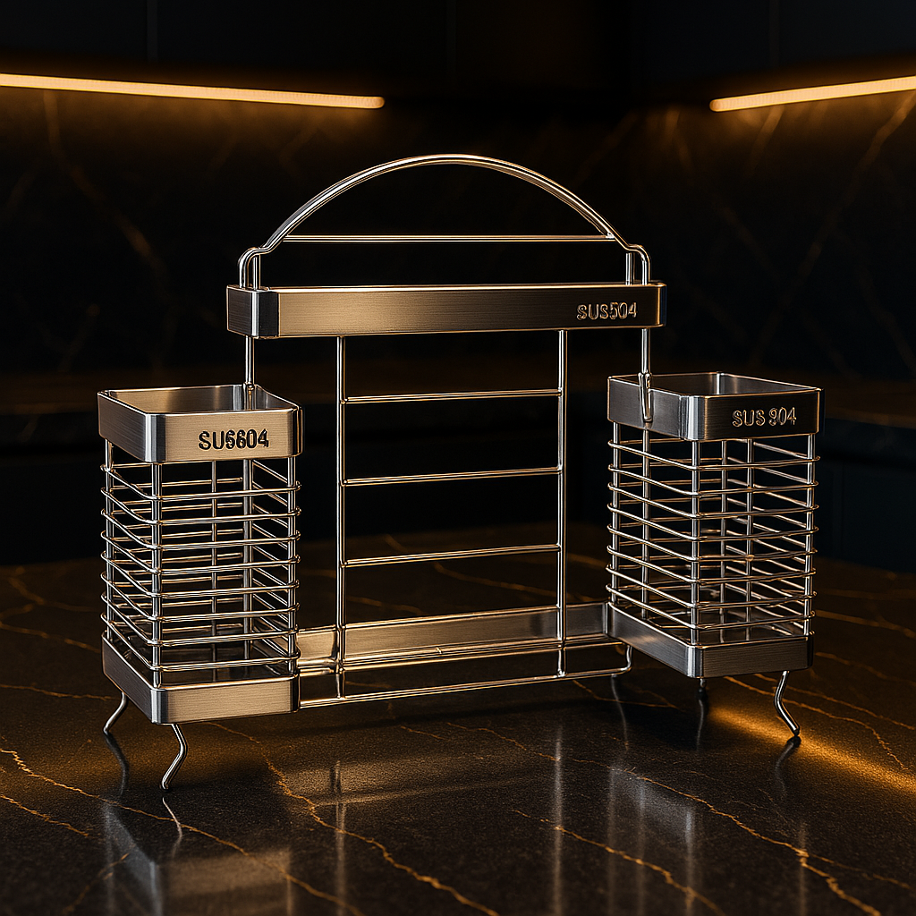KỆ DẮT DAO THỚT - CÓ KHAY HỨNG INOX 304