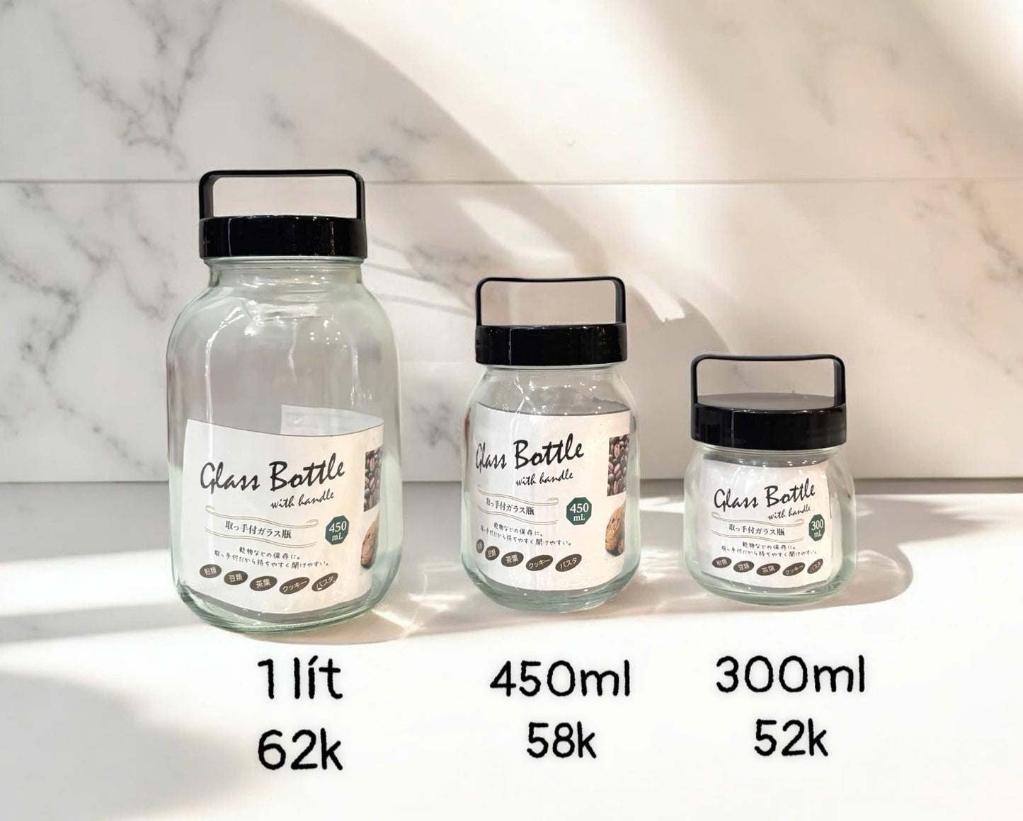 Hũ thủy tinh có quai xách Nhật - ltx - decor