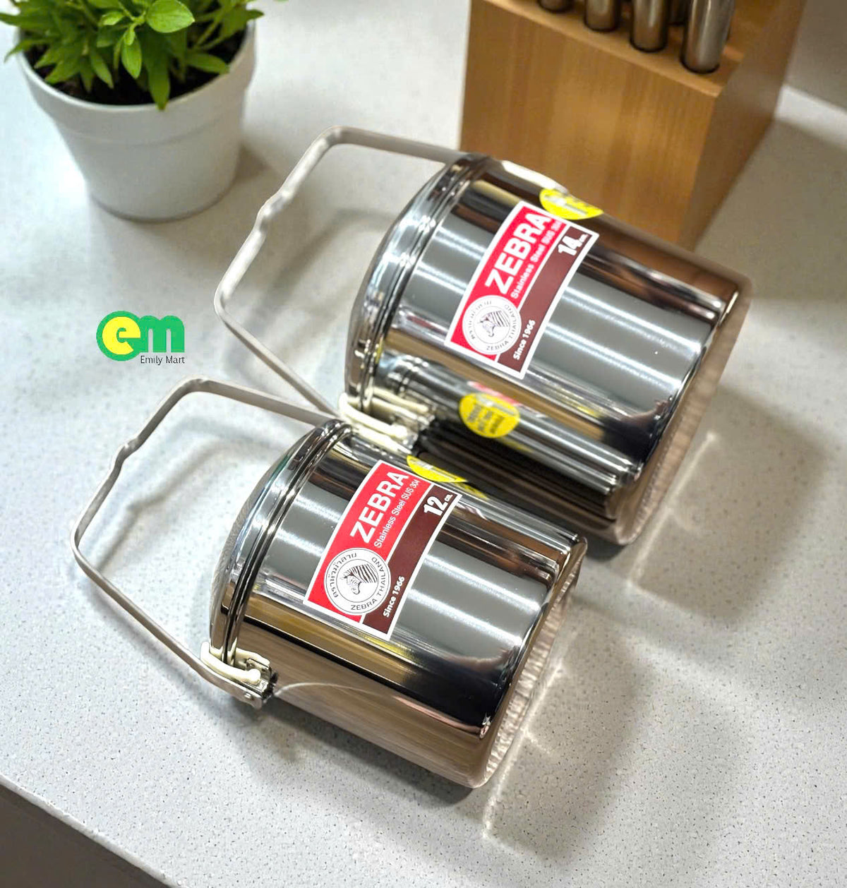 Camen inox đựng bún phở 1 ngăn (có ngăn phụ bên trong) - Zebra Thái Lan