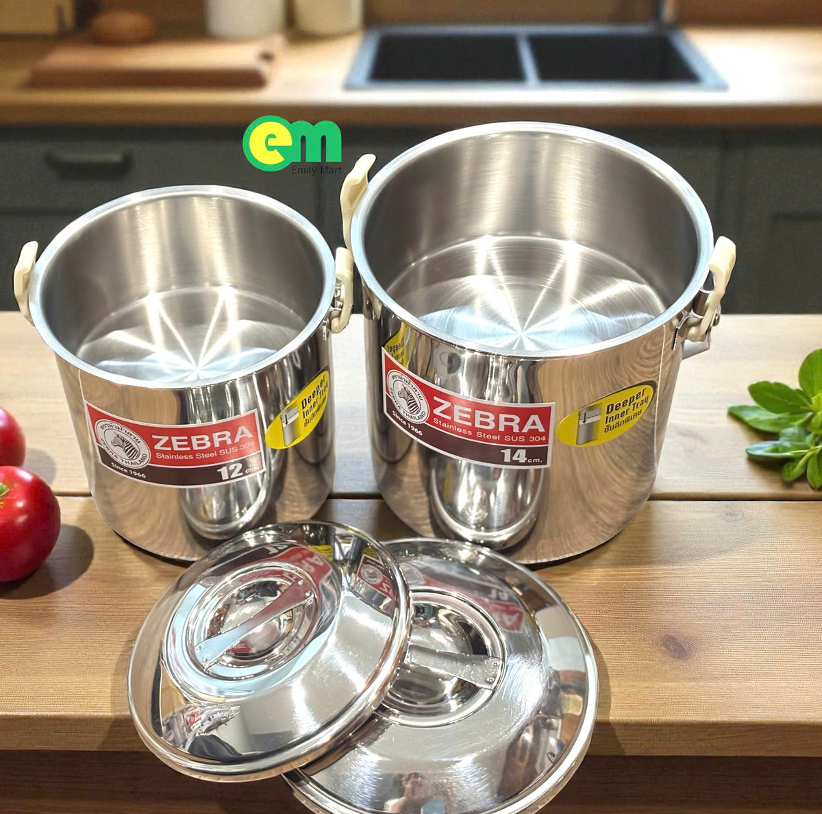 Camen inox đựng bún phở 1 ngăn (có ngăn phụ bên trong) - Zebra Thái Lan