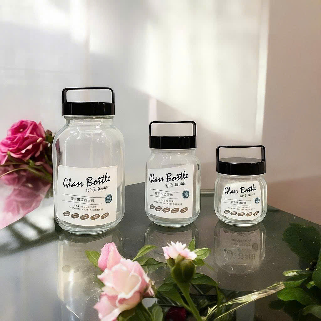Hũ thủy tinh có quai xách Nhật - ltx - decor