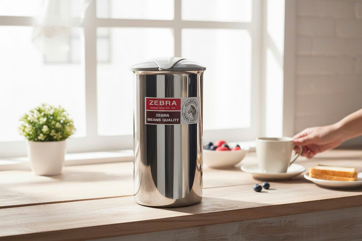 Ca rót nước inox 304 có nắp nhựa - Zebra Thái Lan