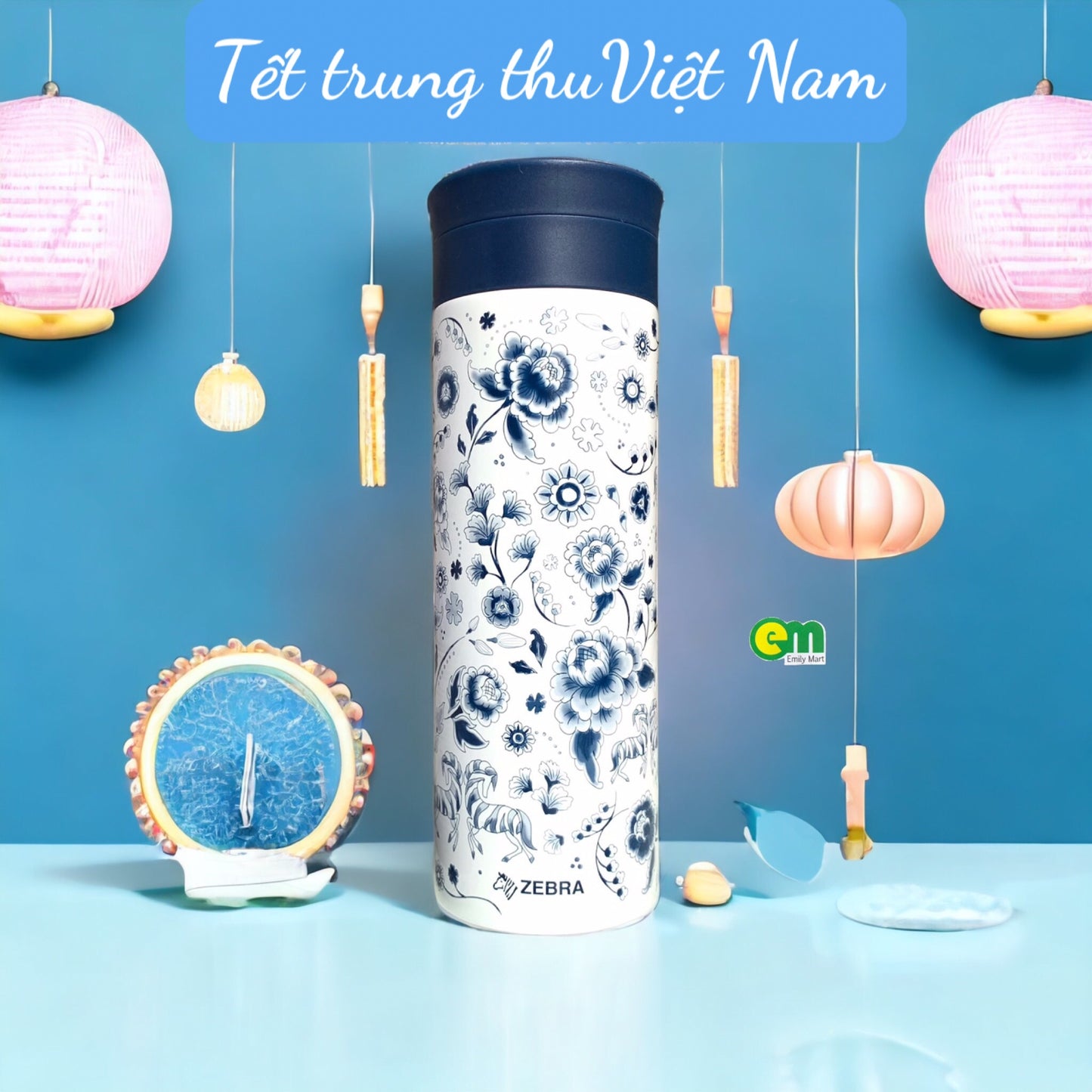 Bình giữ nhiệt có lõi lọc trà Kim Mã Thịnh Vượng 450ml - Zebra Thái Lan - 112905