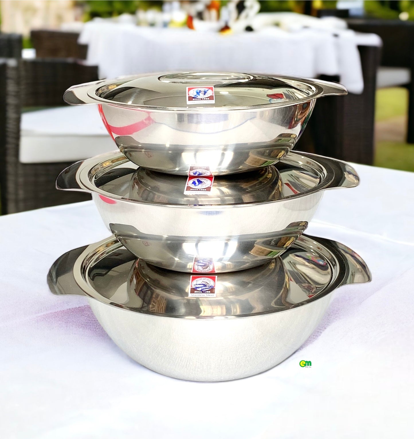 Thố dẹp inox 304 có nắp