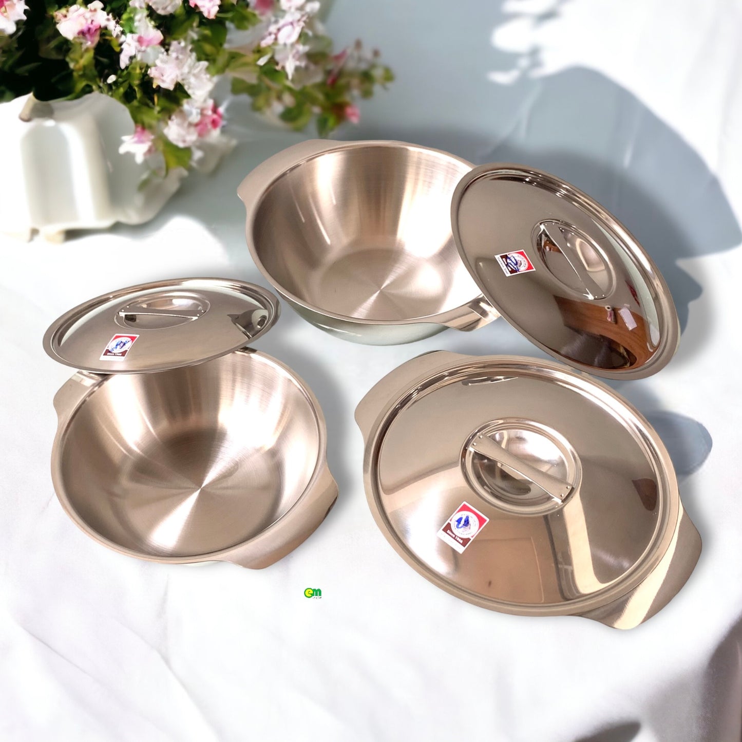 Thố dẹp inox 304 có nắp
