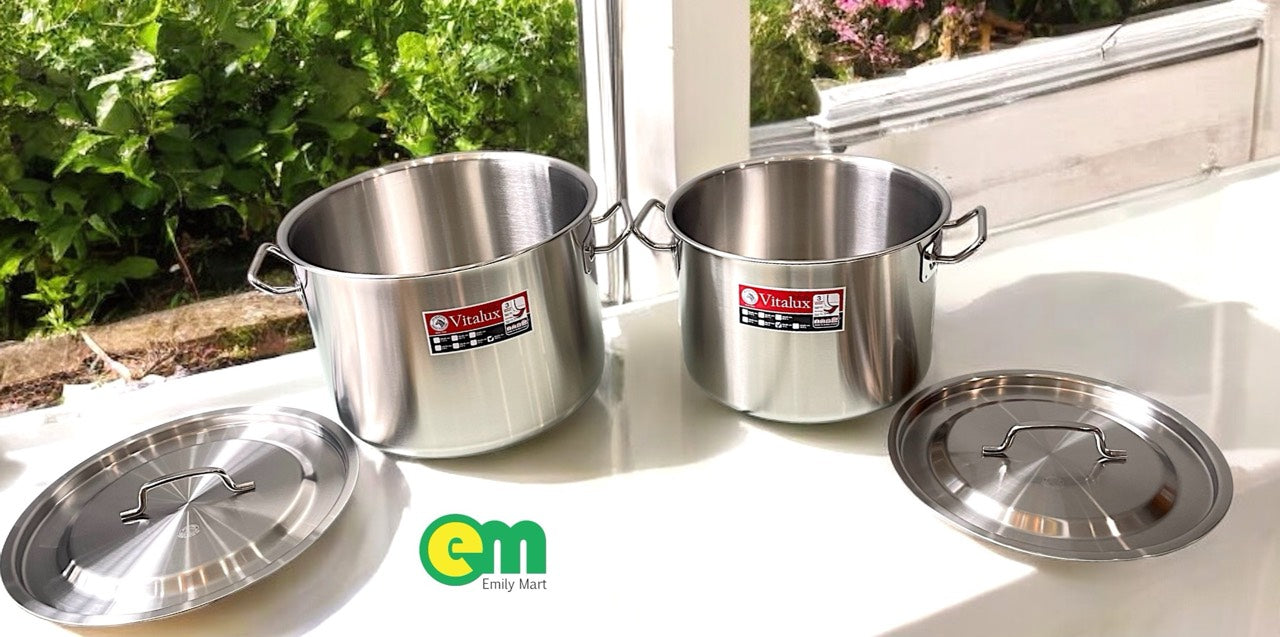 NỒI LUỘC GÀ ZEBRA THÁI LAN DÁNG THẤP từ 24cm đến 36cm / 9.5 đến 25 lít