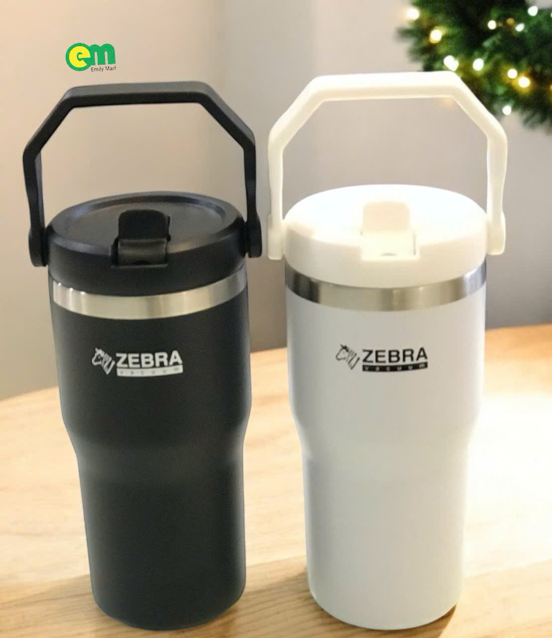 Ly giữ nhiệt Zebra, có kèm ống hút