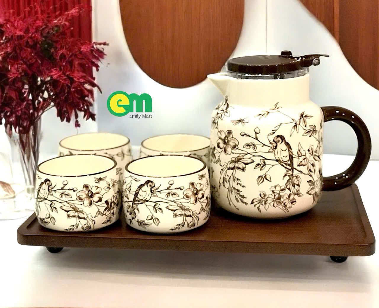 Bộ ấm trà hoa sang trọng - decor