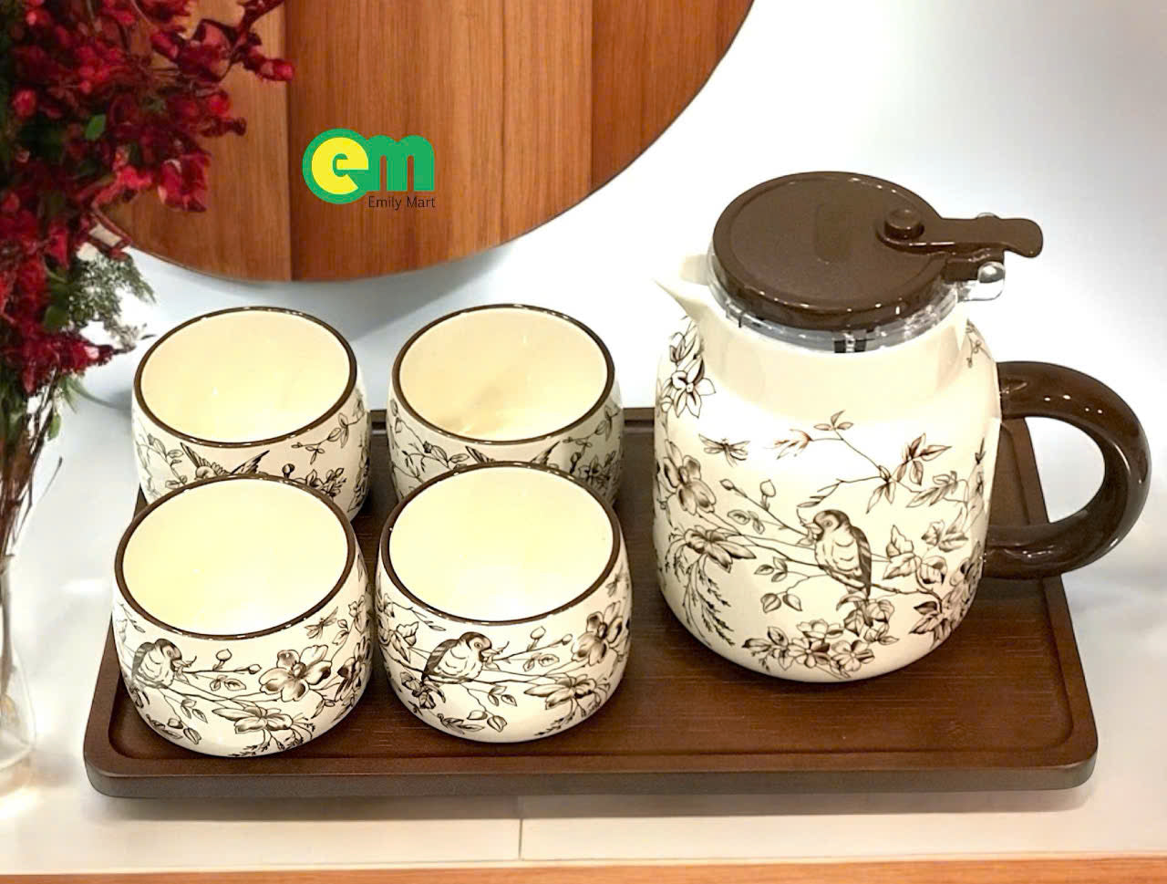 Bộ ấm trà hoa sang trọng - decor